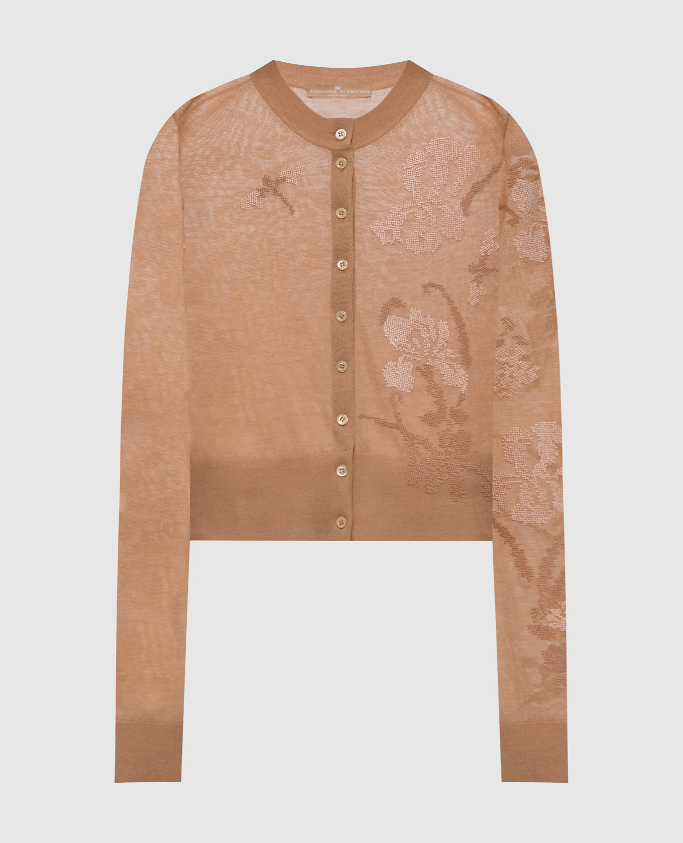 

Кардиган с шерстью мериноса в узор, Коричневый, Кардиганы