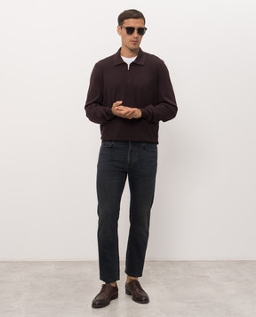 Bertolo Cashmere Фиолетовое поло из шерсти и шелка с молнией 90247300251458