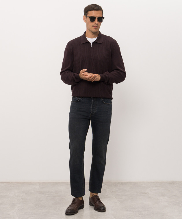 Bertolo Cashmere Фиолетовое поло из шерсти и шелка с молнией 90247300251458 изображение 2