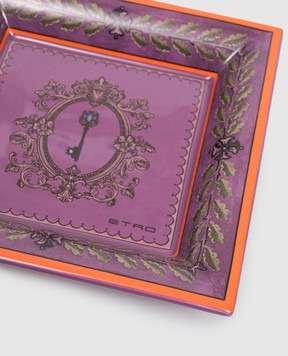 Etro Home Фиолетовый керамический лакированный поднос с контрастным окантованием UHHE0009A3001