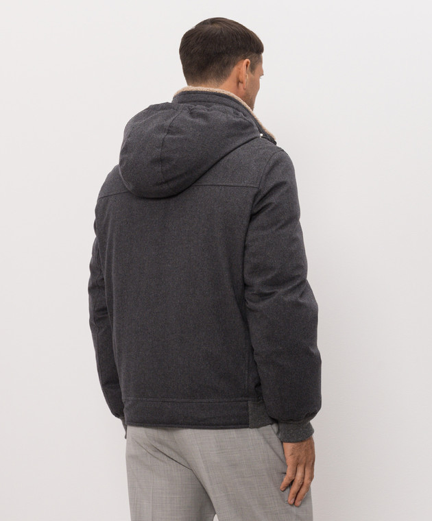 Brunello Cucinelli Серая пуховая куртка из шерсти MM4701606 изображение 4