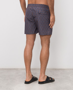 Enrico Mandelli Синие шорты для плавания в принт MARLIN6070