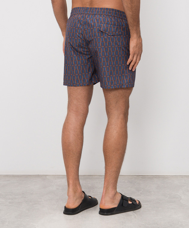 Enrico Mandelli Синие шорты для плавания в принт MARLIN6070 изображение 3