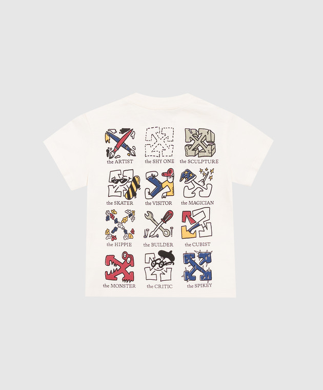 Off-White Дитяча футболка кольору айворі Multilogo 44BXB001F26J002 зображення 2