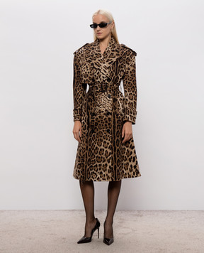 Dolce&Gabbana Коричневий тренч в леопардовий принт F0Y11TFSFN4