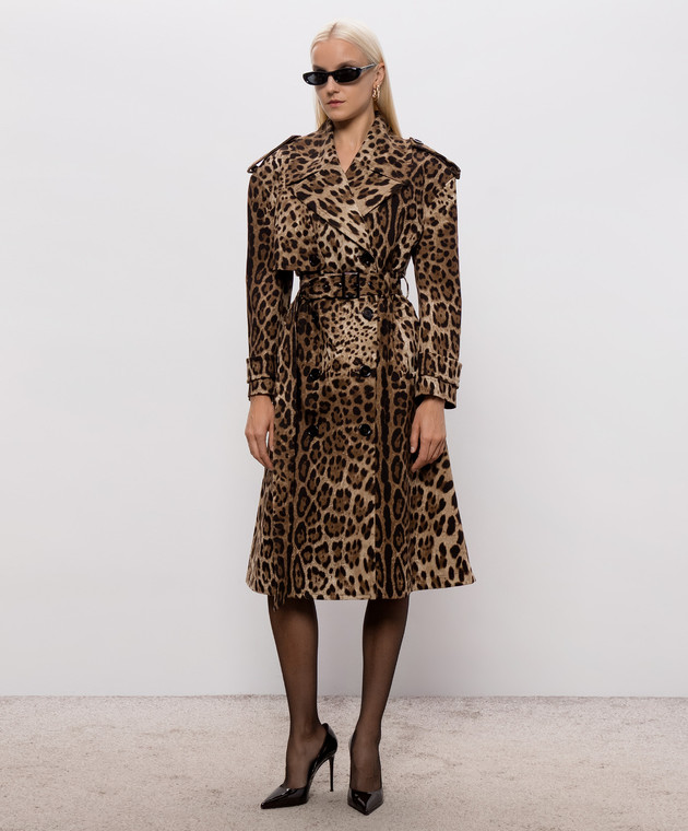 Dolce&Gabbana Коричневий тренч в леопардовий принт F0Y11TFSFN4 зображення 2