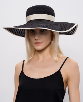 Agnona Чорний капелюх з контрастним окантуванням AK1103YU3061