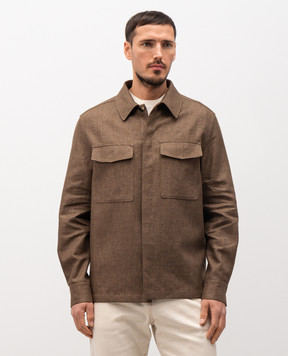 Agnona Коричнева куртка з льону в стилі сорочки TS09U1YU3047