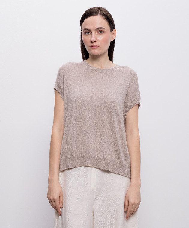 BOBOUTIC Бежевий топ із шовку та кашеміру 5081 зображення 3