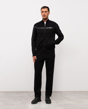 Stefano Ricci Чорний спортивний костюм з шовком з логотипом K808922R31K808923P3D