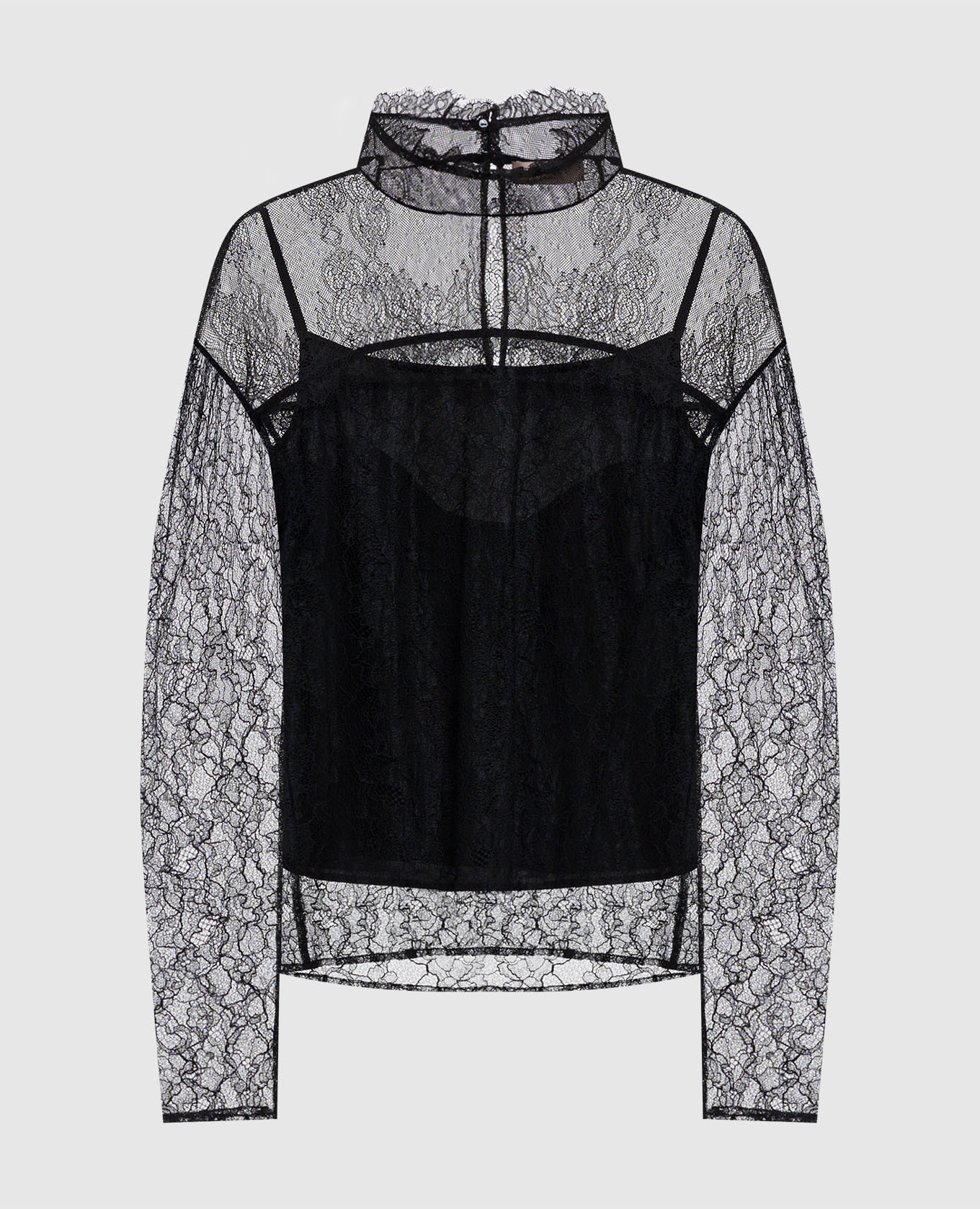 

Черная блузка из кружева с логотипом, Черный, Блузы