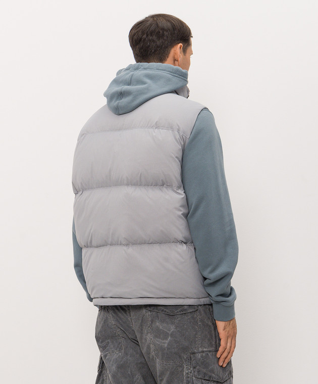 Stone Island Голубой пуховый жилет с патчем логотипа L2S15G100004S0483 изображение 4