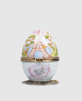 Fanex France Голубое музыкальное фарфоровое яйцо Эйфелева башня OPMOEIFFEL