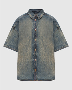 Balmain Синя джинсова сорочка з вінтажним ефектом GH1HB050DG10