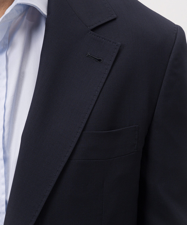 Brunello Cucinelli Синий костюм из шерсти и шелка MHN217BTZ изображение 5