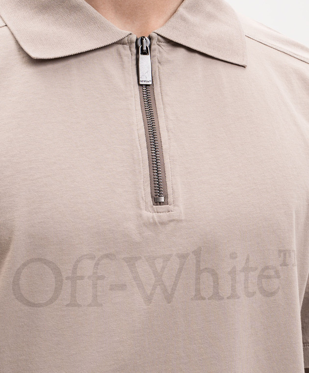 Off-White Бежеве поло з принтом логотипа 44MAD012S26J001 зображення 5