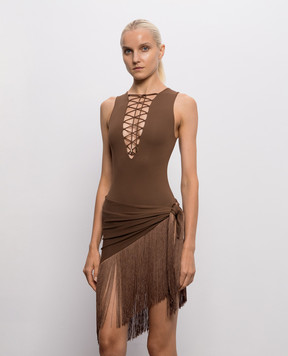Taller Marmo Коричневый купальник Sahara с юбкой-саронг PF2677