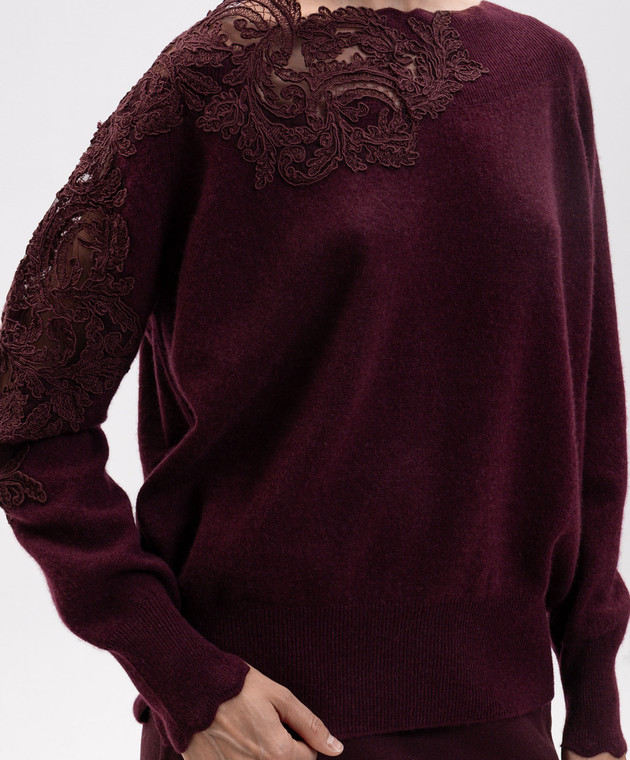 Ermanno Scervino Бордовий светр з кашеміру D495M331APPYU зображення 5