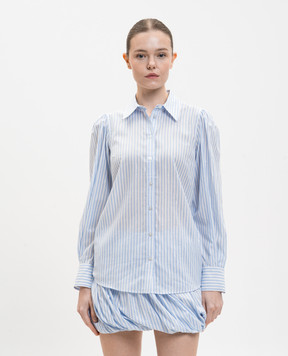 Twinset Блакитна сорочка в смужку з люрексом 261TE2081