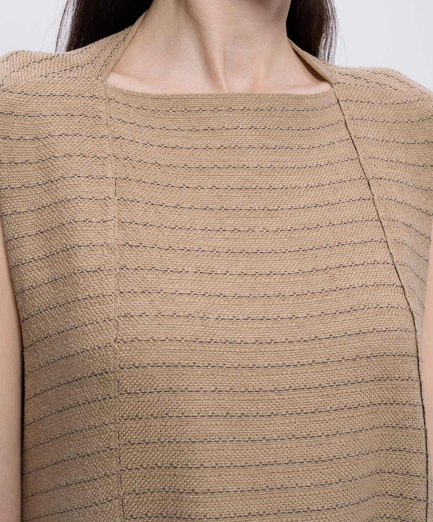 BOBOUTIC Коричнева сукня міді із шовку та льону 5022 зображення 5