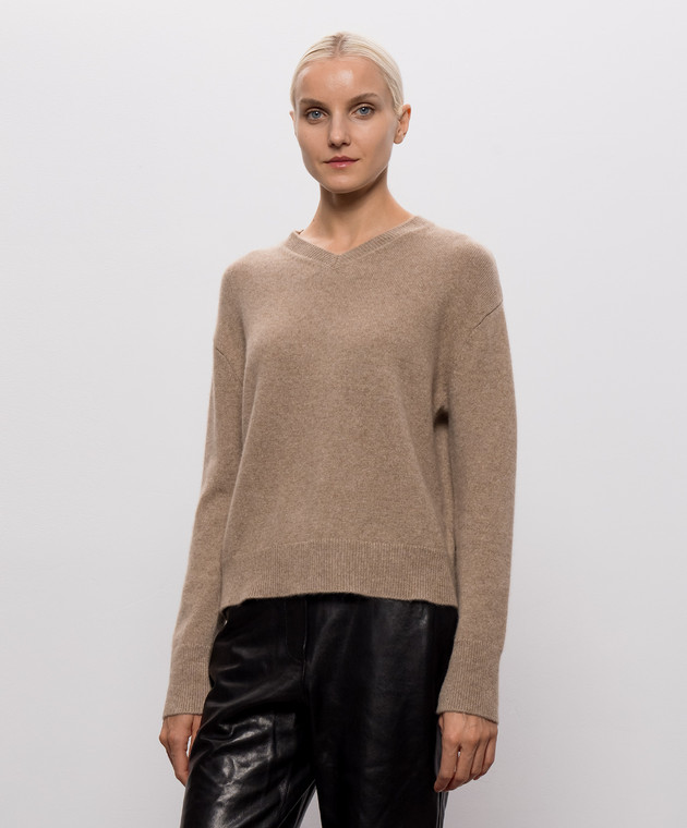 Max Mara Коричневый пуловер FATA из кашемира SMMFATA изображение 3