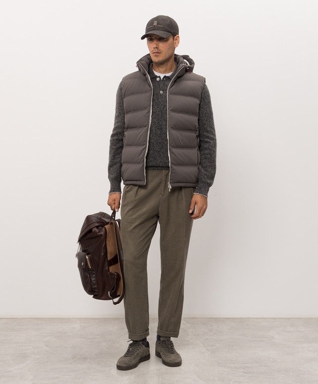 Brunello Cucinelli Сірий пуховий жилет MV4061605 зображення 2