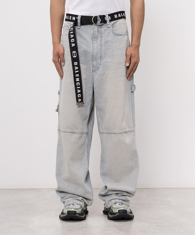 Balenciaga Голубые джинсы с эффектом потертости 868521TDW14 изображение 3