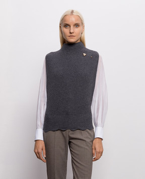 Twinset Серый жилет с брошью 262TP3050