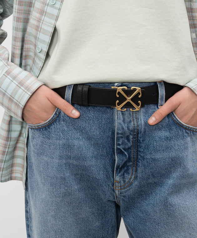 Off-White Чорний шкіряний ремінь з емблемою Arrow OWRB139C99LEA001 зображення 2