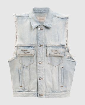 SSHEENA Голубой джинсовый жилет с эмблемами 26SSJILETDS26002