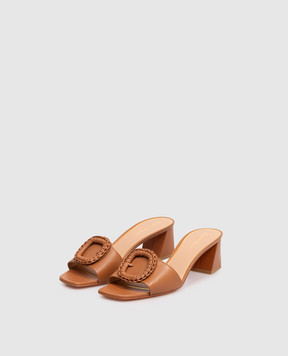 Santoni Коричневі шкіряні мюлі з пряжкою WHNA72080HA2NWKE