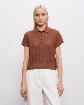 Brunello Cucinelli Коричневе поло з люрексом MST258305