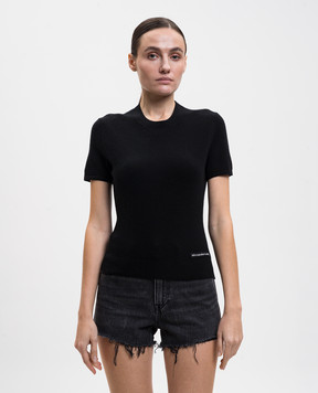 Alexander Wang Черный топ из шерсти с логотипом 4KC1261114