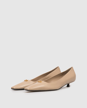 Sergio Rossi Бежевые кожаные туфли с эмблемой B13291MCPT04