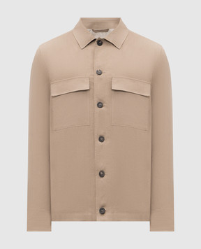 Peserico Коричневая куртка из льна в стиле рубашки R5225502597