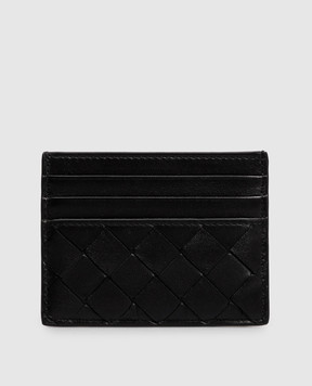 Bottega Veneta Чорний шкіряний картхолдер Intrecciato 796324VCPP3