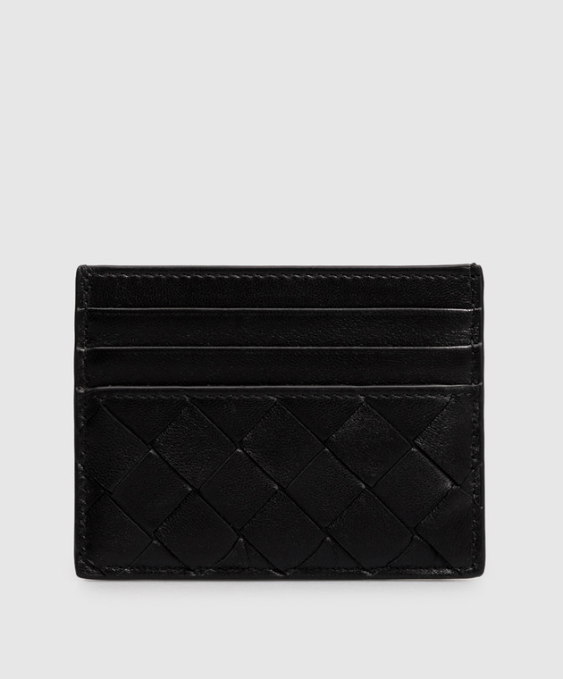 Bottega Veneta Чорний шкіряний картхолдер Intrecciato 796324VCPP3 зображення 2