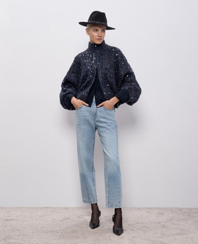 Brunello Cucinelli Синяя рубашка с цепочкой мониль M0091MY506