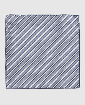 Brunello Cucinelli Голубой платок-паше из шелка в полоску MX8680091