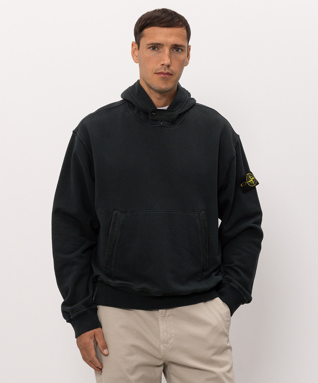Stone Island Зелене худі з патчем логотипа L2S156100023S0A20 зображення 3