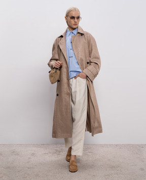Brunello Cucinelli Бежевий тренч з льону з люрексом MH5269873