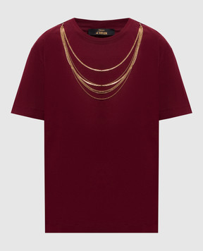 Twinset Бордовая футболка с цепочками 262AP2460