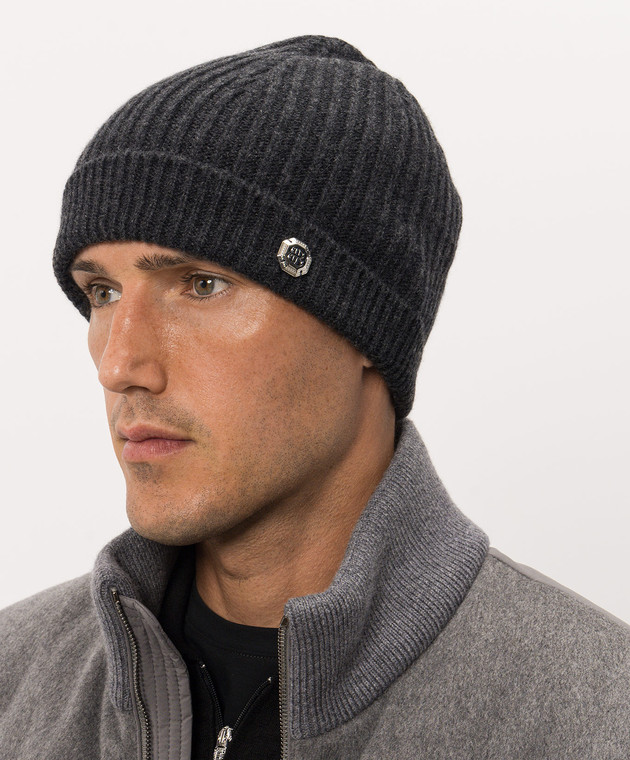 Bertolo Cashmere Темно-серая шапка из кашемира 500019000005 изображение 2