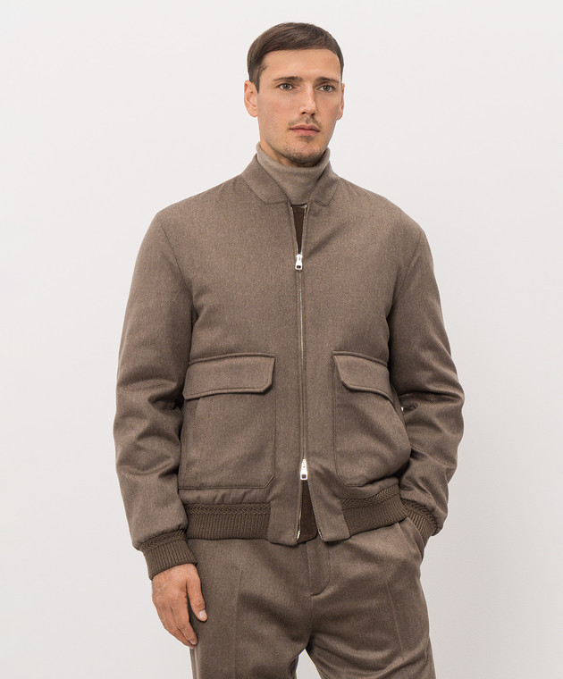 Brett Johnson Коричневый бомбер из кашемира FW26O9ZE992CHE изображение 3
