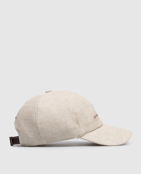 Brunello Cucinelli Бежева кепка із шовку, льону та вовни MZ4039850