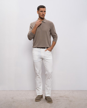 Stefano Ricci Сіре поло із шовку з монограмою логотипа K616215P30F26101