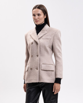 Magda Butrym Бежевий двобортний жакет з вовни BLAZER01139926