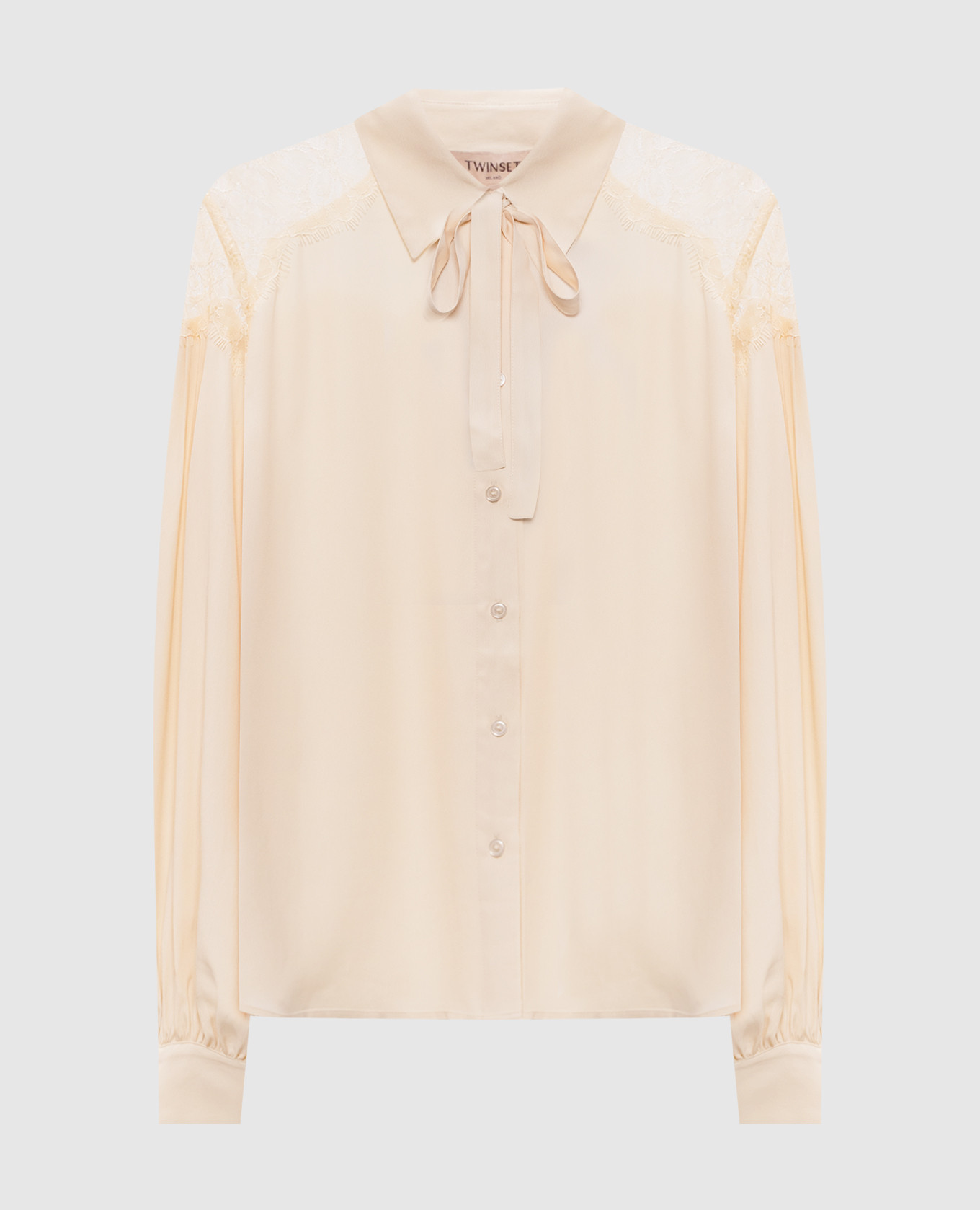 

Бежевая блуза с кружевом, Бежевый, Блузы