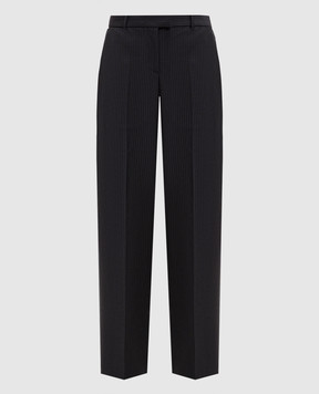 Alexander McQueen Темно-сині штани Bumster з вовною в смужку 869015QJAF4