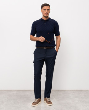 Stefano Ricci Синий карго с шерстью M1T6100140WPAK1U